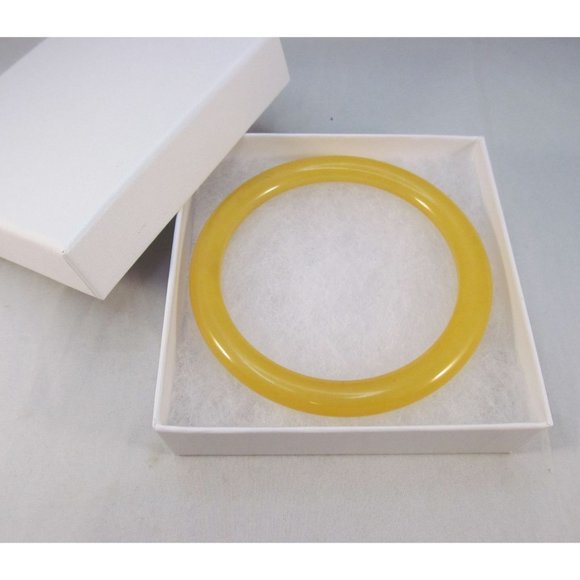 Vintage Yellow Marbled Bakelite Bangle Bracelet - Picture 7 of 10